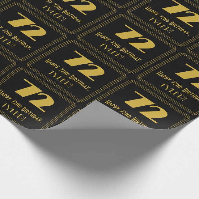 Papier Cadeau 72e anniversaire - Art Déco Inspiré Look "72" & No (Coin)