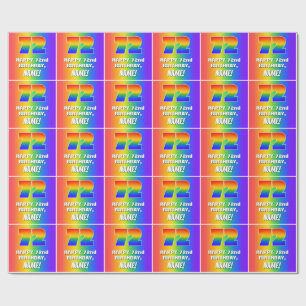 Papier Cadeau 72e anniversaire : coloré, amusant Motif arc-en-ci