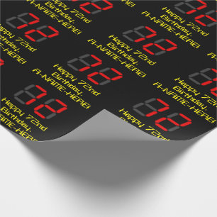 Papier Cadeau 72e anniversaire : Rouge Digital Clock Style "72" 