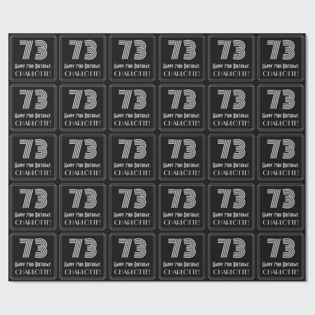 Papier Cadeau 73e anniversaire : Art Déco Inspiré Look "73" avec (Plat)
