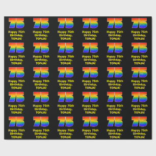 Papier Cadeau 75e anniversaire : Arc-en-ciel coloré amusant ins