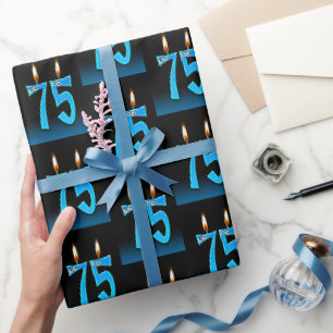 Papier Cadeau 75e anniversaire bougies avec boules d'yeux