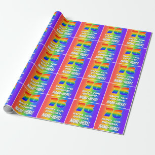 Papier Cadeau 76e anniversaire : coloré, amusant Motif arc-en-ci
