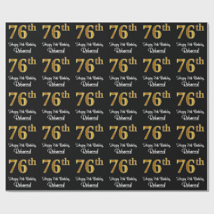 Papier Cadeau 76e anniversaire : Elégant Luxueux Faux Gold Look