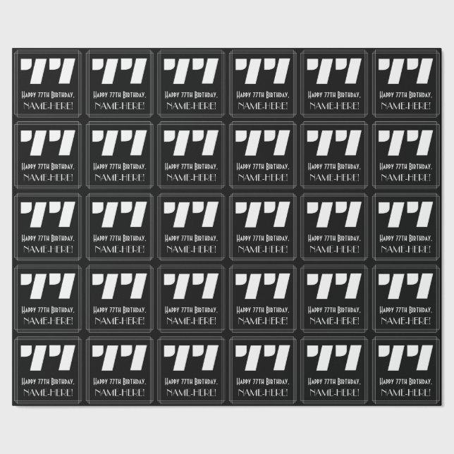 Papier Cadeau 77e anniversaire : Art Déco Inspiré Look "77" & No (Couture)