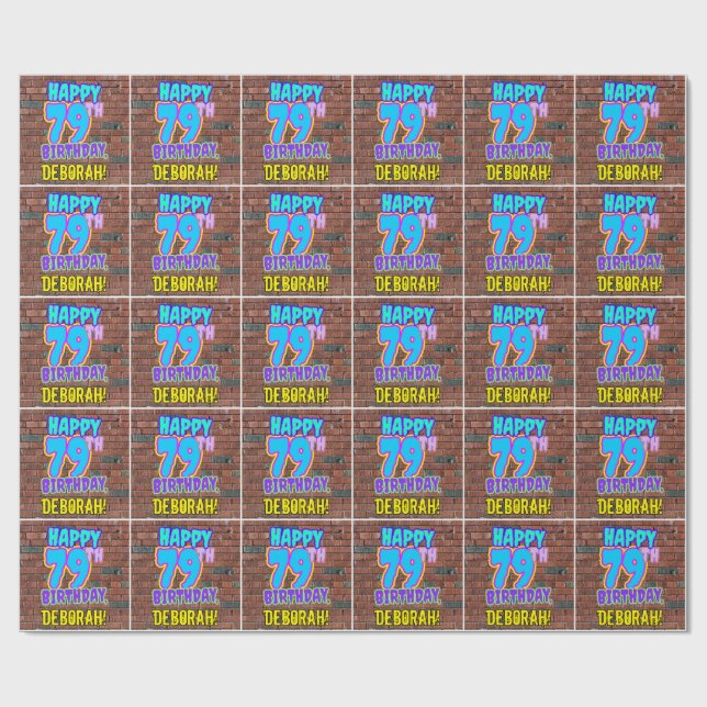 Papier Cadeau 79e anniversaire : Amusant, Graffiti urbain inspir (Plat)