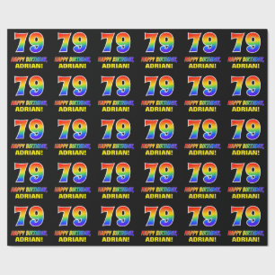 Papier Cadeau 79e anniversaire : Bold, amusant, simple, arc-en-c