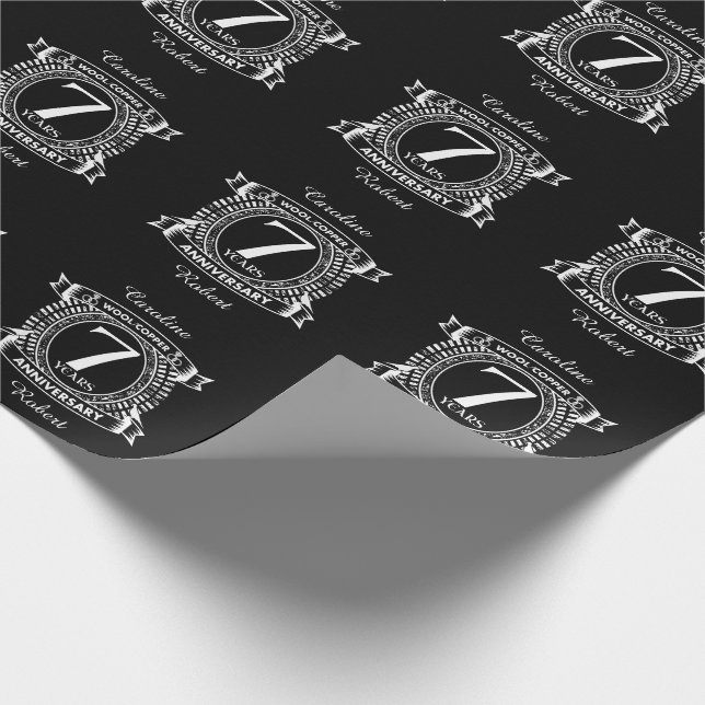 Papier Cadeau 7E anniversaire mariage laine cuivre (Coin)