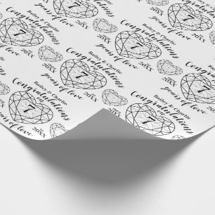 Papier Cadeau 7e anniversaire mariage onyx blanc noir