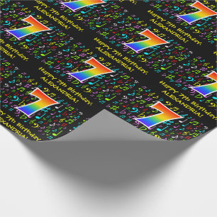 Papier Cadeau 7e anniversaire : Symboles de musique colorée, Arc