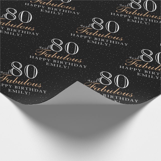 Papier Cadeau 80 et fabuleux Elegant Black 80e anniversaire (Coin)