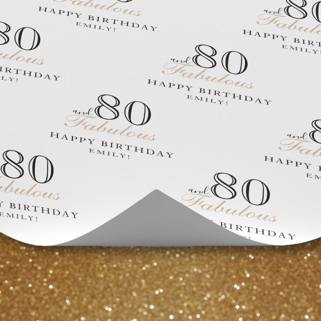 Papier Cadeau 80 et Fabulous Elegant Woman 80e anniversaire (Créateur téléchargé)