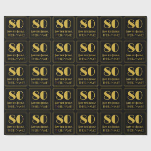 Papier Cadeau 80e anniversaire ~ Art Déco Inspiré "80", Nom