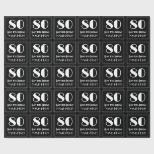 Papier Cadeau 80e anniversaire - Art Déco Inspiré Look "80", Nom