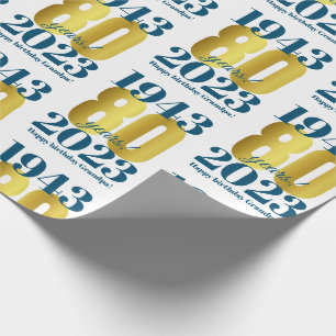 Papier Cadeau 80e anniversaire Blue Gold