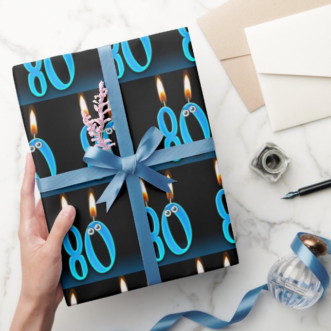 Papier Cadeau 80e Anniversaire Bougies avec globes oculaires (Cadeaux)