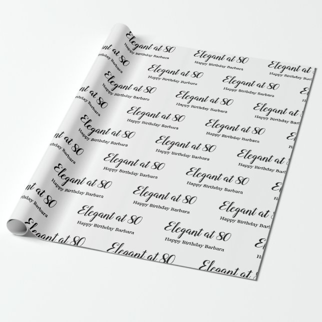 Papier Cadeau 80e anniversaire Elégant à 80 Personnaliser (Déroulé)