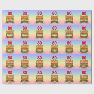 Papier Cadeau 80e anniversaire : Fun Cake and Candles + Nom pers