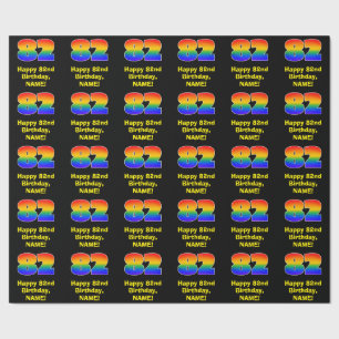 Papier Cadeau 82e anniversaire : Amusant, coloré arc-en-ciel ins