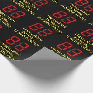 Papier Cadeau 83ème anniversaire : Rouge Digital Clock Style "83