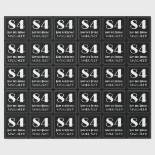 Papier Cadeau 84e anniversaire - Art Déco Inspiré Look "84", Nom