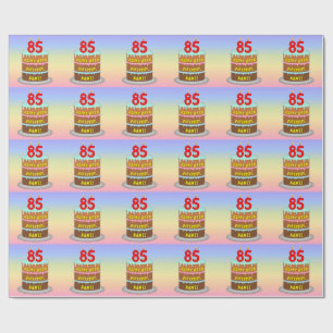 Papier Cadeau 85e anniversaire : Fun Cake and Candles + Nom pers