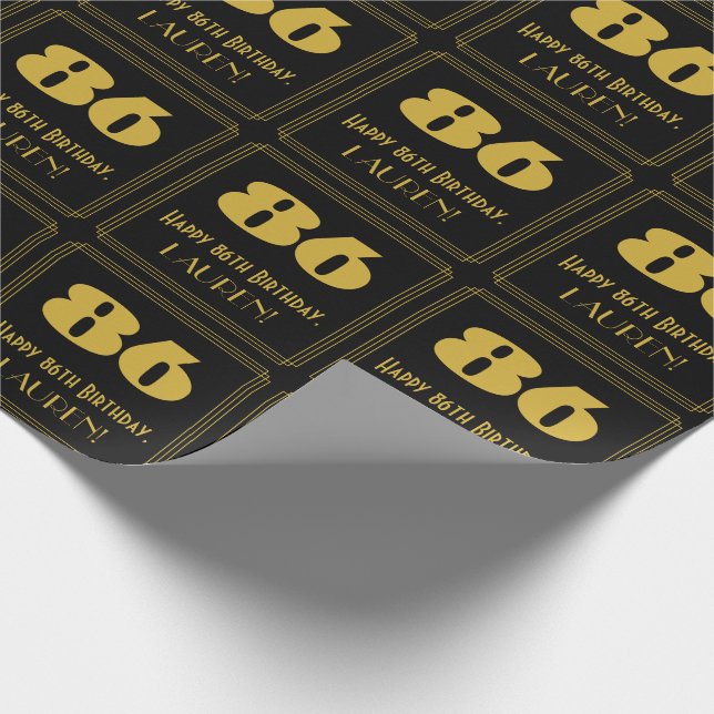 Papier Cadeau 86e anniversaire - Art Déco Inspiré Look "86" & No (Coin)