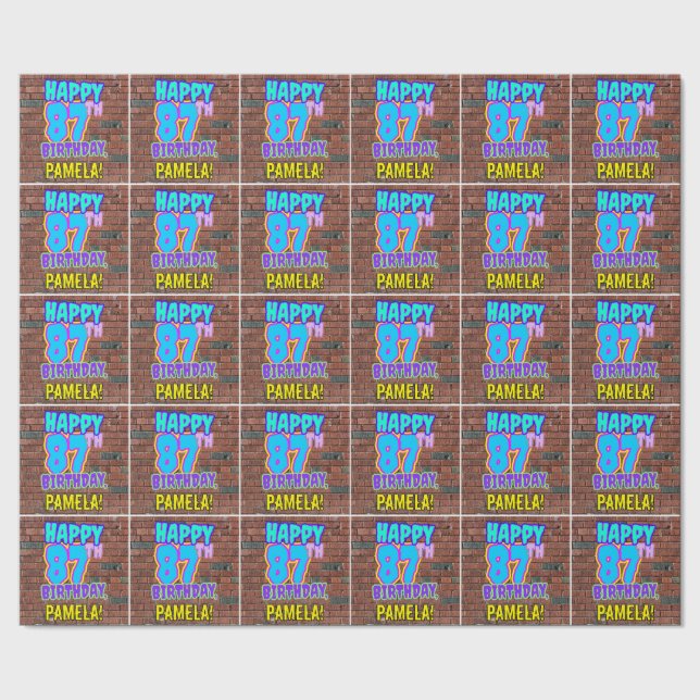 Papier Cadeau 87e anniversaire : Amusant, Graffiti urbain inspir (Couture)