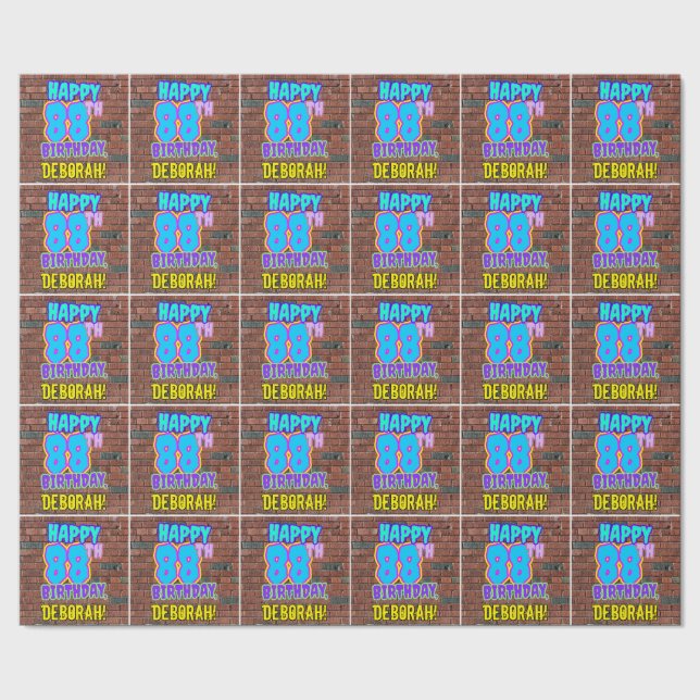 Papier Cadeau 88e anniversaire : Amusant, Graffiti urbain inspir (Couture)