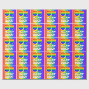 Papier Cadeau 89e anniversaire : coloré, amusant Motif arc-en-ci