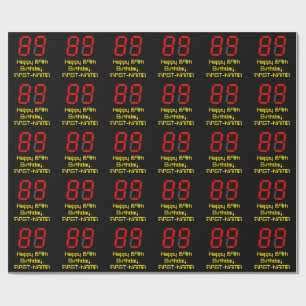 Papier Cadeau 89ème anniversaire : Rouge Digital Horloge Style "