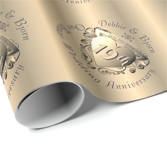 Papier Cadeau 8e, 19e, Anniversaire Mariage (Coin rond)