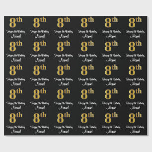 Papier Cadeau 8e anniversaire : Elégant luxe Faux Gold Look #