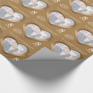 Papier Cadeau 8e anniversaire mariage bronze coeur photo envelop