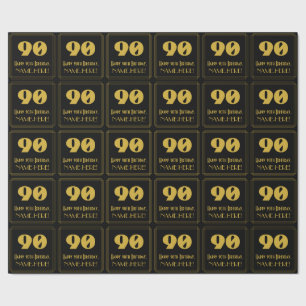 Papier Cadeau 90e anniversaire - Art Déco Inspiré Look "90" & No