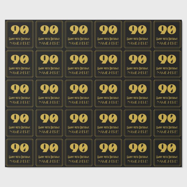 Papier Cadeau 90e anniversaire - Art Déco Inspiré Look "90" & No (Couture)