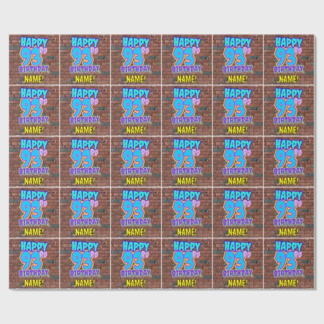 Papier Cadeau 93e anniversaire : Amusant, Graffiti urbain inspir (Plat)