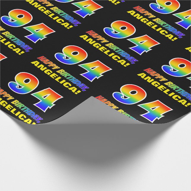 Papier Cadeau 94e anniversaire : Bold, amusant, simple, arc-en-c (Coin)