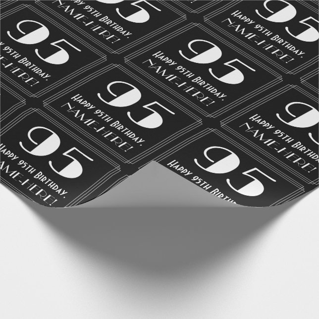 Papier Cadeau 95e anniversaire - Art Déco Inspiré Look "95", Nom (Coin)
