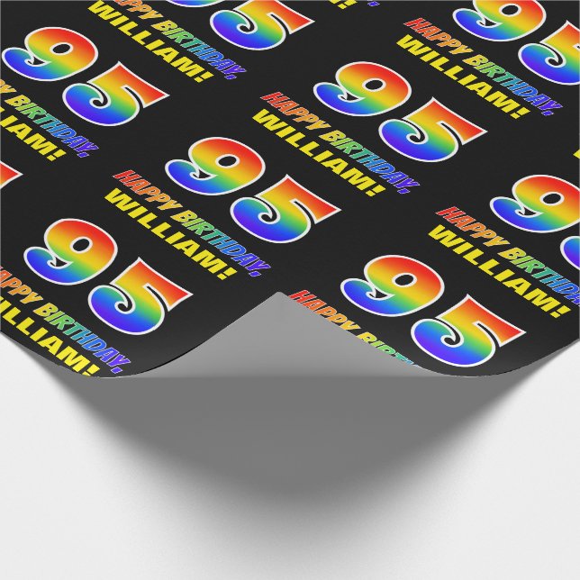Papier Cadeau 95e anniversaire : Bold, amusant, simple, arc-en-c (Coin)