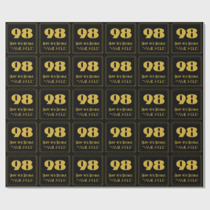 Papier Cadeau 98e anniversaire - Art Déco Inspiré "98" & Nom