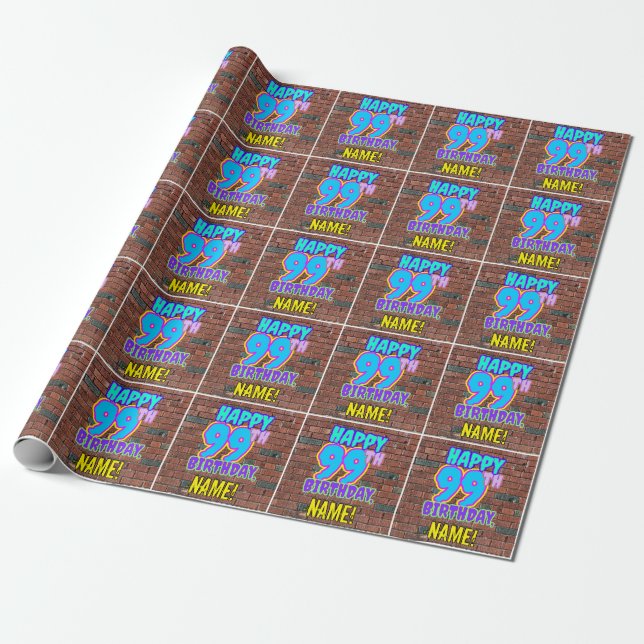 Papier Cadeau 99e anniversaire : Amusant, Graffiti urbain inspir (Déroulé)
