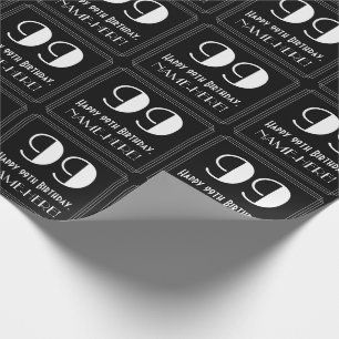 Papier Cadeau 99e anniversaire - Art Déco Inspiré Look "99", Nom