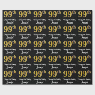 Papier Cadeau 99e anniversaire : Elégant luxe Faux Gold Look #