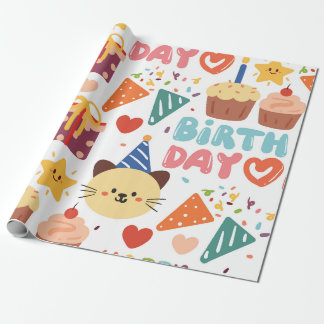 Papier Cadeau 9- Garçons motif papier d'emballage d'anniversaire