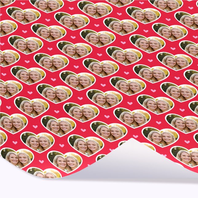 Papier Cadeau 9 Photo Cute Love Heart Elegant Red Pink Pattern (Créateur téléchargé)