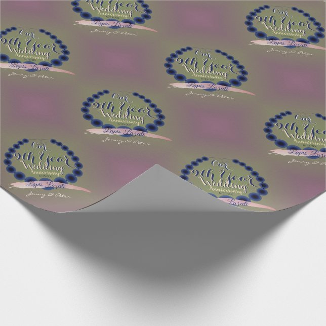 Papier Cadeau 9e anniversaire du Mariage Lapis Lazuli et Plum Mo (Coin)