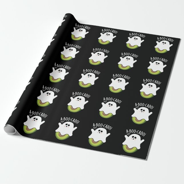 Papier Cadeau A-boo-cado Amusant Avocado Pun Dark BG (Déroulé)
