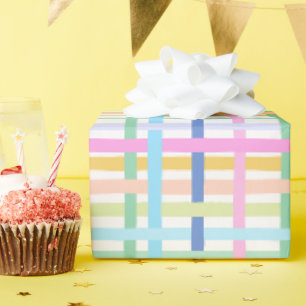 Papier cadeau à carreaux arc-en-ciel vif - Néon co