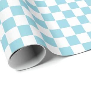 Papier Cadeau À carreaux bleu pâle et blanc